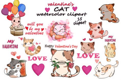 Valentines Cat Cat Clipart Graphic By Doodleism · Creative Fabrica