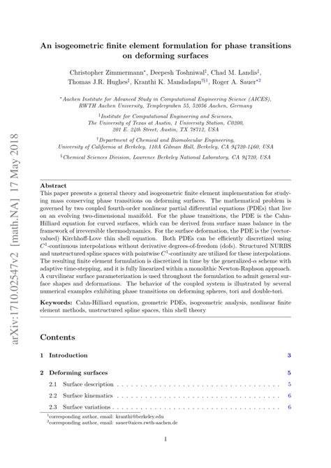 PDF An Isogeometric Finite Element Formulation For Phase Fields On