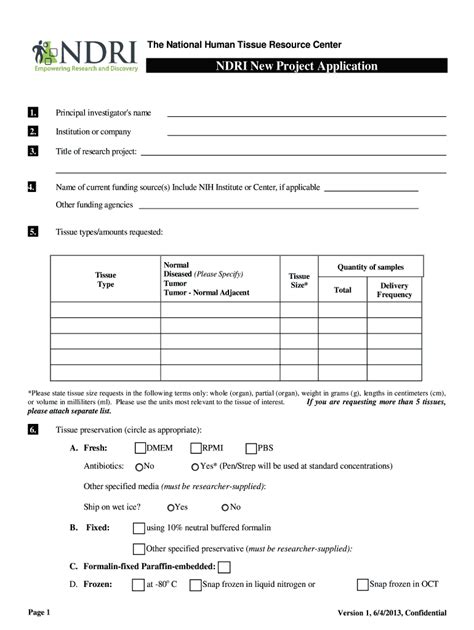 Fillable Online Ndriresource NDRI New Project Application Fax Email