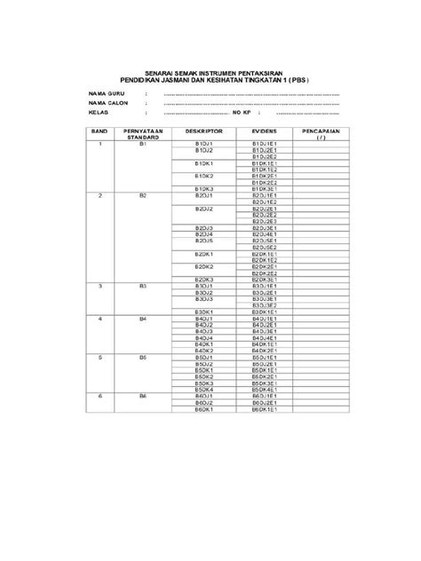 Pdf Borang Pbs Ting Pendidikan Jasmani Docx Dokumen Tips