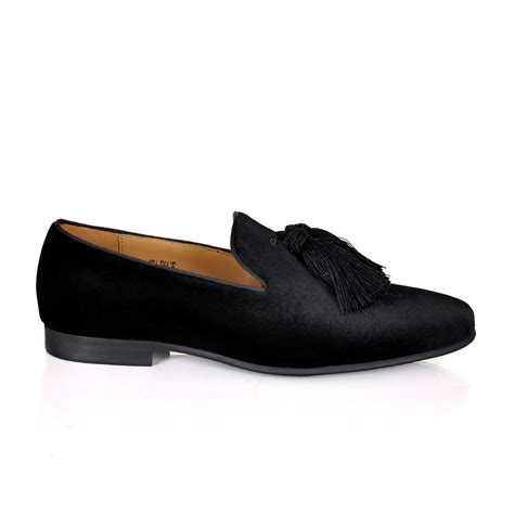 Bradford Velvet Tassel Loafers - Black | Buy loafers on David Wej