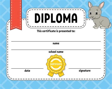 Modelo de certificado de diploma para escola e pré escola para crianças