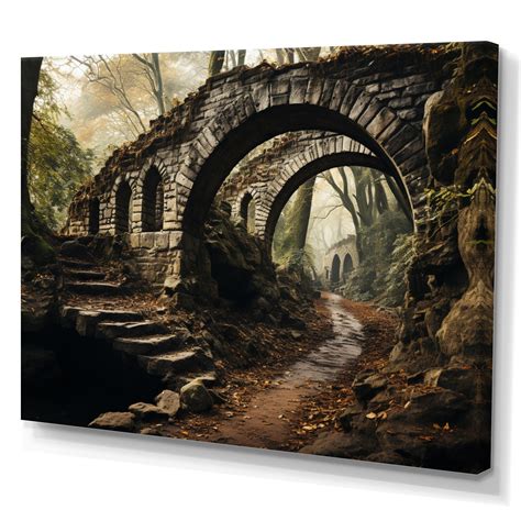Winston Porter Maddilyn Gray Bridge Rustic Archway Slate II On Canvas