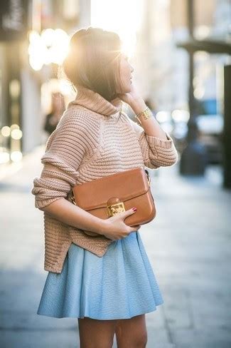 Comment Porter Une Jupe Patineuse En Cuir Bleu Clair Tenues Et Looks