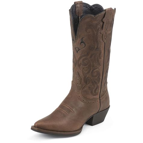 Women's Justin® 11" Stampede Western Boots, Dark Brown - 213351, Cowboy ...