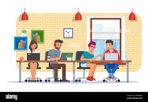 Coworking Center Vector Illustration Flat Style Design Stock Vector