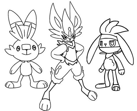 Coloring page Pokémon Cinderace Scorbunny Raboot Cinderace 1