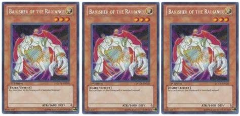 3X BANISHER OF THE RADIANCE 3X 1ST EDITION SECRET RARE NM LCGX