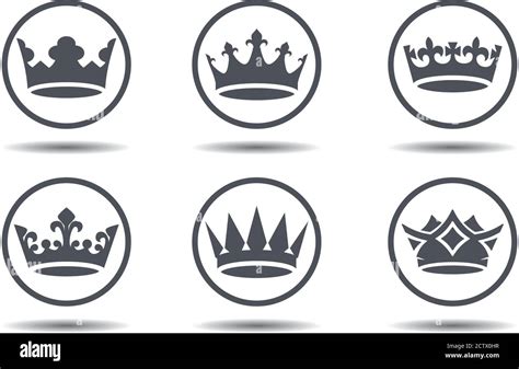 Set Vector King Crowns Icon On White Background Vector Illustration