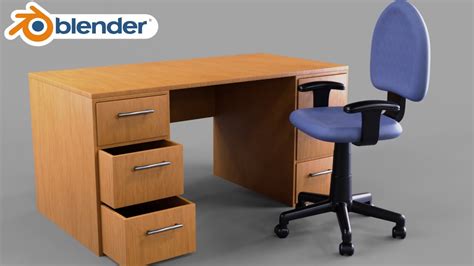 Realistic Office Desk And Chair Blender Tutorial Youtube