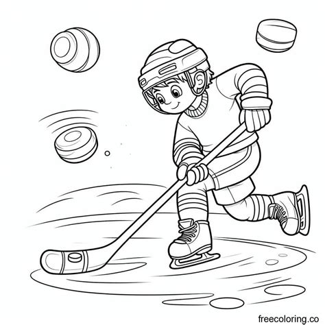 boy playing ice hockey coloring page