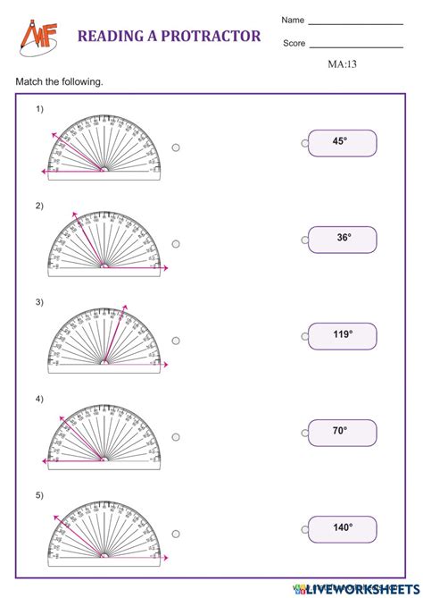 Measuring Angle Worksheets 4th Grade