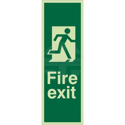 Portrait Glow In Dark Fire Exit Running Man Right Sign Uk Safety Sto