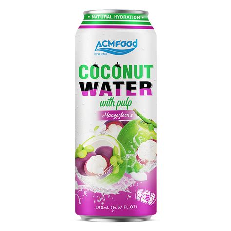 500ml Cans Coconut Water With Pulp And Mangosteen Flavour Acm Beverage Supplier