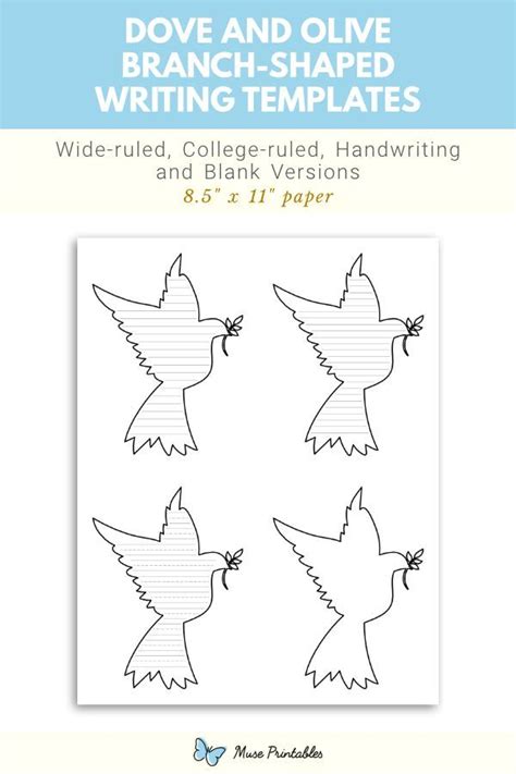 Printable Dove And Olive Branch Shaped Writing Templates Artofit