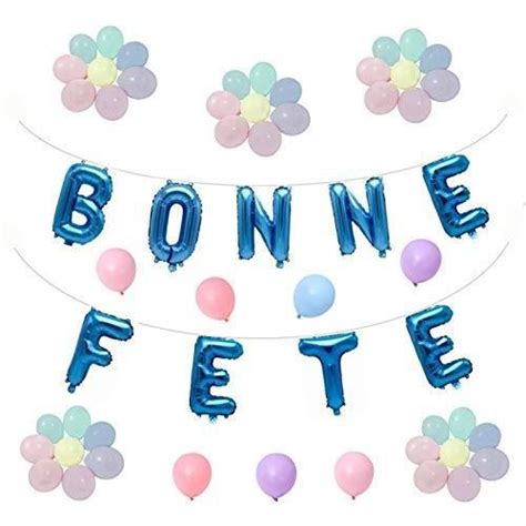 Bebeboutik Ballons Bleu Lettres BONNE FETE Couleur Bleu Lots De 9