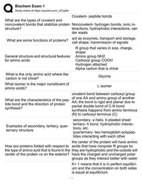 Biochem Exam Terms