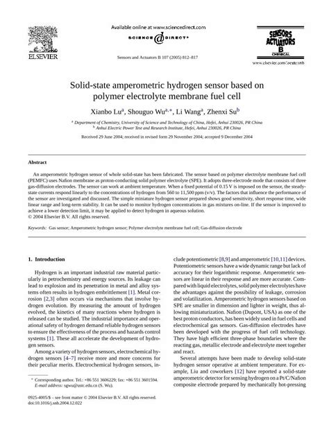 Pdf Solid State Amperometric Hydrogen Sensor Based On Polymer