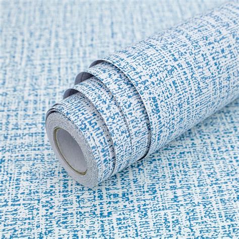 Lenify Blue Peel And Stick Grasscloth Wallpaper Light Contact Paper 177inch X 1181inch Faux