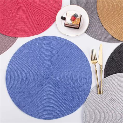 Yidian Pink Pp Round Woven Placemat Wholesale Wedding Stain Heat