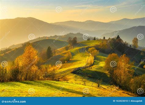 Autumn Landscape With Mountains At Sunset Stock Photo Image Of Alpine