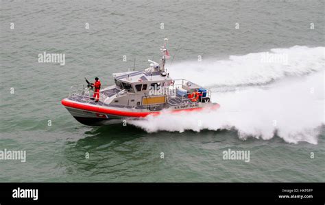 Aerial Shot Of A United States Coast Guard 25 Foot Defender Class Boat