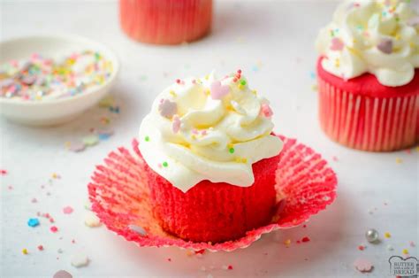 Pink Velvet Cupcakes Butter With A Side Of Bread