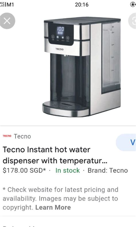 Tecno 4L Instant Hot Water Dispenser With Temperature Control TV Home Appliances Kitchen