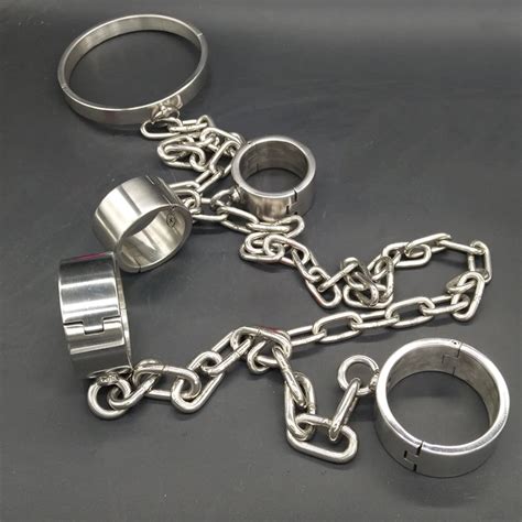 Stainless Steel Collar Bdsm Bondage Handcuffs For Sex With Legcuffs