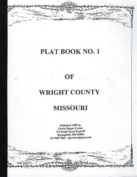 Plat Book No 1 Of Wright County Missouri Mansfield Area Historical