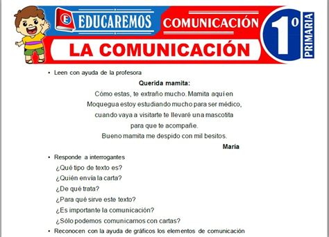 La Comunicación Para Primero De Primaria Fichas Gratis 📚