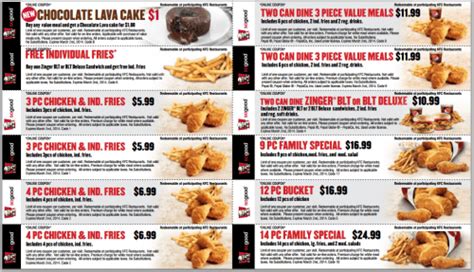 Kentucky Fried Chicken KFC Canada Printable KFC Coupons Canadian