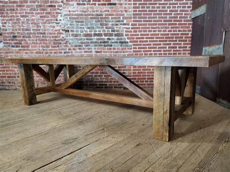 Large Solid Reclaimed Conference Table, Custom Made Rustic Heavy Wood ... 