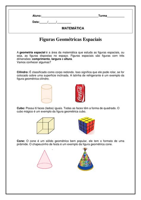 Figuras Geométricas Espaciais Atividades De Matemática Coruja