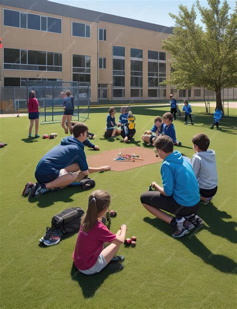 Premium AI Image | Students participating in outdoor activities such as ...