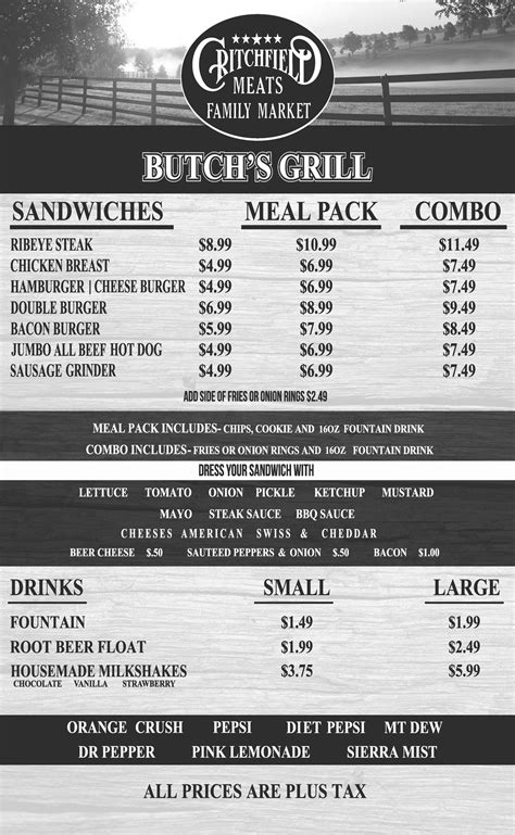 BUTCH'S GRILL MENU - Critchfield Meats