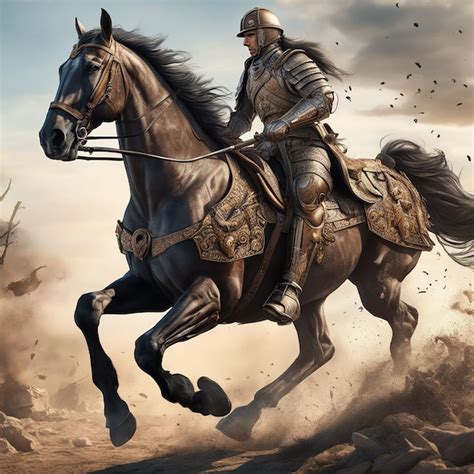 Premium AI Image | Medieval battle war soldiers on horses Ai Generative