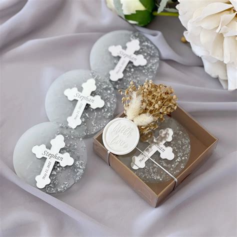 Cruz de corte láser de acrílico personalizada para bautismo, recuerdo