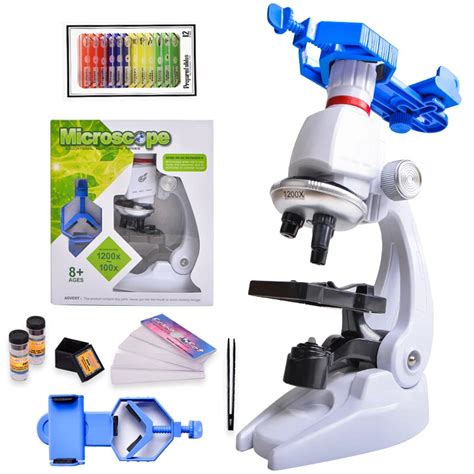 Kit De Microscopio De Laboratorio Led Para Ni Os 100x 400x 1200x