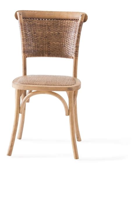 Silla Madera De Olmo Respaldo Rattan Natural Comedor En