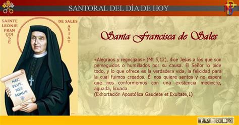 MISIONEROS DE LA PALABRA DIVINA SANTORAL SANTA FRANCISCA DE SALES