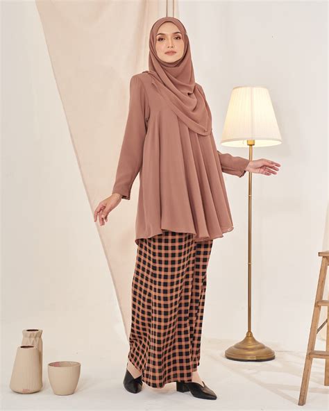 Baju Kurung Tangan Kembang Pakaian Pesta Fashion Basic Elegant Muslim