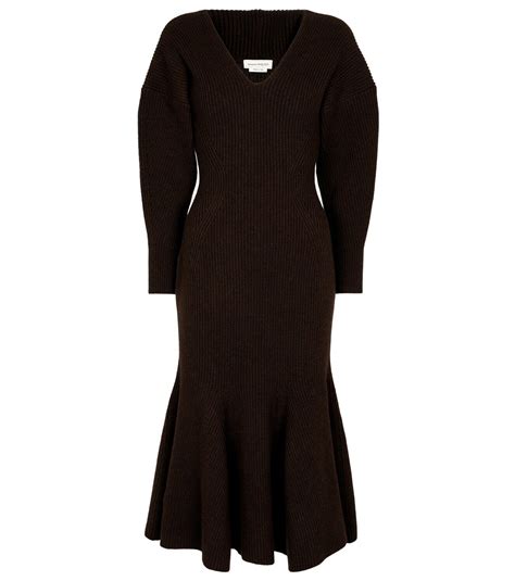 Alexander Mcqueen Wool And Cashmere Midi Dress Alexander Mcqueen