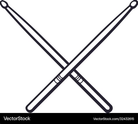 Doodle Crossed Drumsticks Royalty Free Vector Image