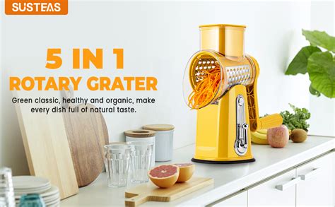 Susteas Rotary Cheese Grater With Handle Food Shredder