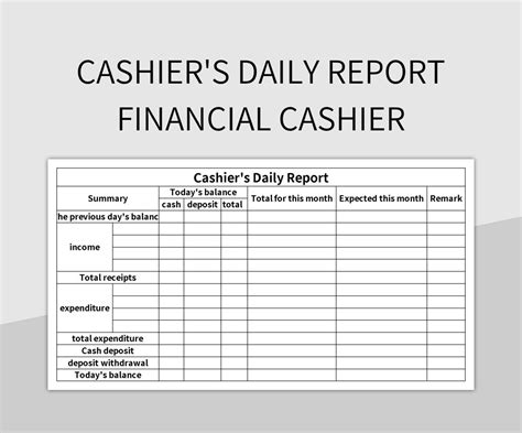 Financial Cashier Daily Report Excel Template And Google Sheets File