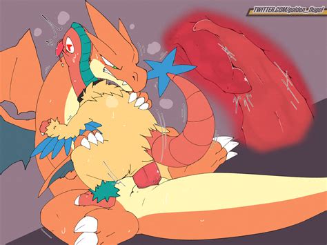 Rule 34 Archeops Avian Bodily Fluids Charizard Claws Collar Digital Media Artwork Dragon Duo