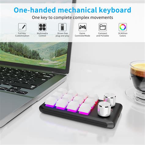 Bluetooth Wireless 12KV2 MOLD Mini Mechanical 12 Keys 2 Knob Custom Programming Keyboard (White ...