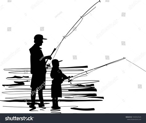 921 Father Sons Fishing Silhouette Images Stock Photos Vectors