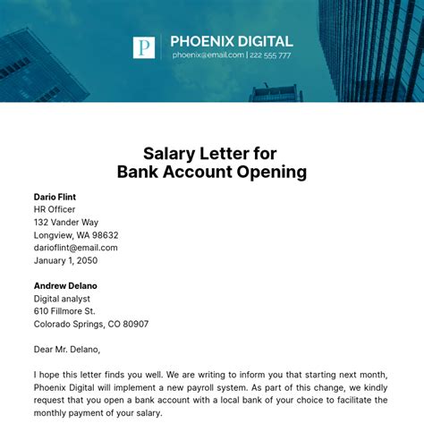 Free Salary Letter For Bank Account Opening Template Edit Online